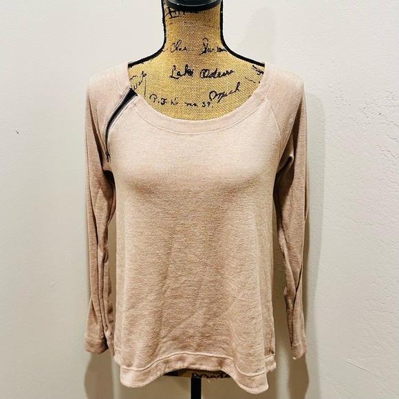 Women Lole Tan Collar Zipper Lightweight Pullover Sweater Size S - Picture 1 of 7